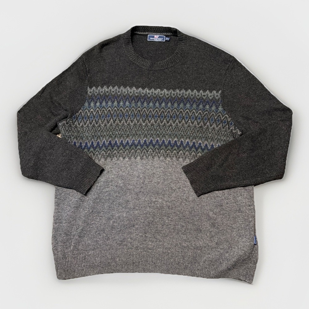 Vineyard Vines Sweater Men XL Gray Merino Wool Blend
